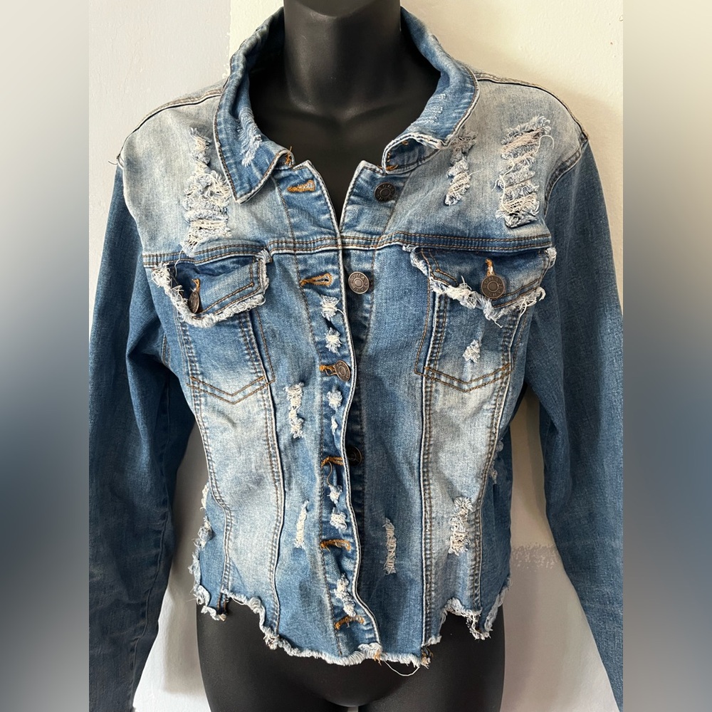 Distressed Light Blue Denim Jacket